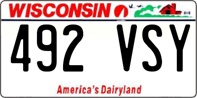 WI license plate 492VSY
