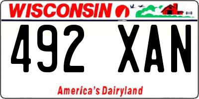 WI license plate 492XAN