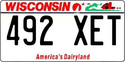 WI license plate 492XET