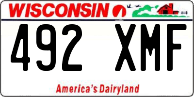 WI license plate 492XMF
