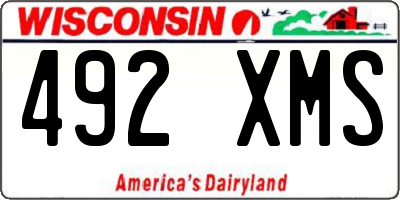 WI license plate 492XMS