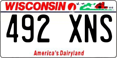 WI license plate 492XNS