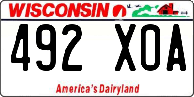 WI license plate 492XOA