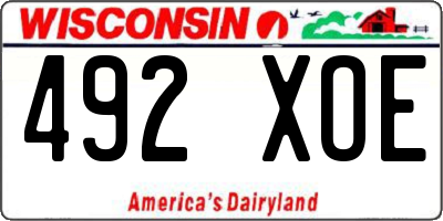 WI license plate 492XOE