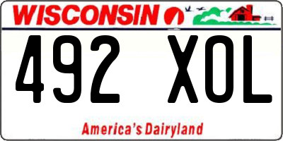 WI license plate 492XOL