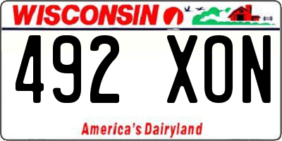 WI license plate 492XON