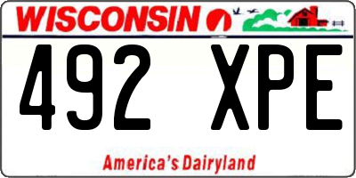 WI license plate 492XPE