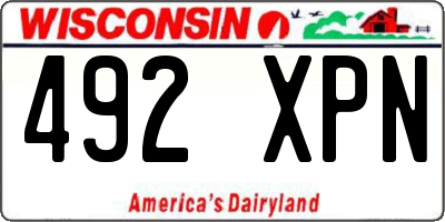 WI license plate 492XPN