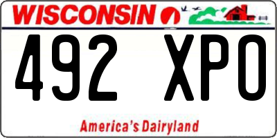 WI license plate 492XPO