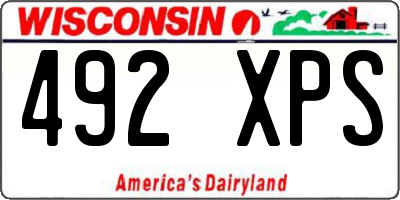 WI license plate 492XPS
