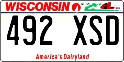 WI license plate 492XSD