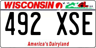 WI license plate 492XSE