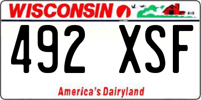WI license plate 492XSF