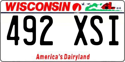 WI license plate 492XSI