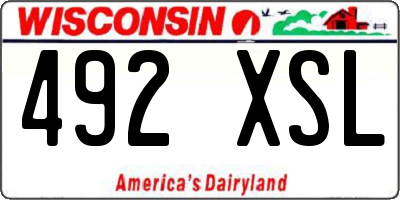 WI license plate 492XSL