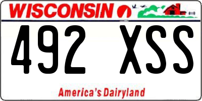 WI license plate 492XSS