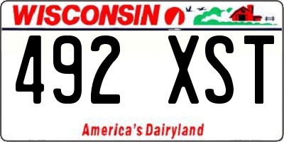 WI license plate 492XST