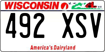 WI license plate 492XSV