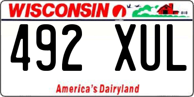 WI license plate 492XUL