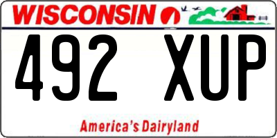 WI license plate 492XUP