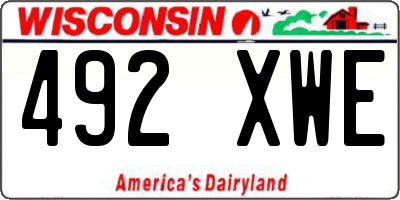 WI license plate 492XWE