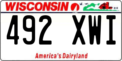 WI license plate 492XWI