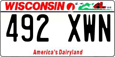 WI license plate 492XWN