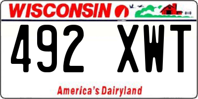 WI license plate 492XWT