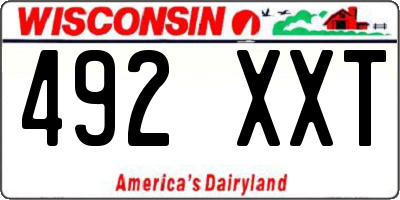 WI license plate 492XXT