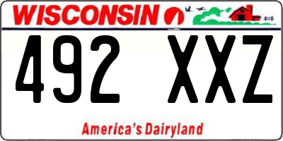 WI license plate 492XXZ