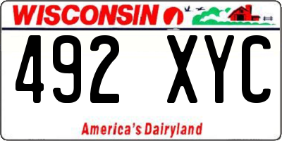 WI license plate 492XYC
