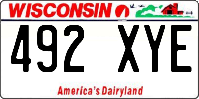 WI license plate 492XYE