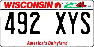 WI license plate 492XYS