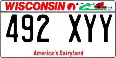 WI license plate 492XYY