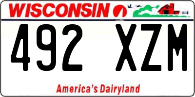WI license plate 492XZM
