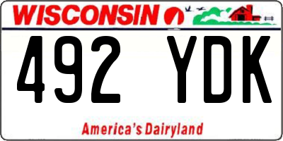 WI license plate 492YDK