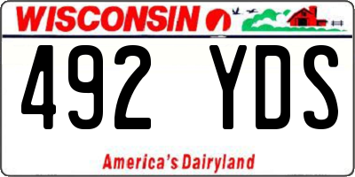 WI license plate 492YDS