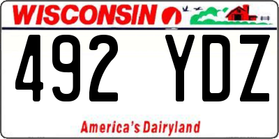 WI license plate 492YDZ