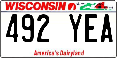 WI license plate 492YEA