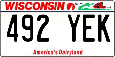 WI license plate 492YEK