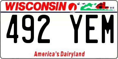 WI license plate 492YEM