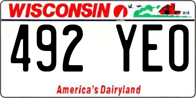WI license plate 492YEO