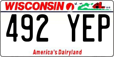 WI license plate 492YEP