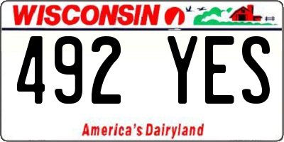 WI license plate 492YES