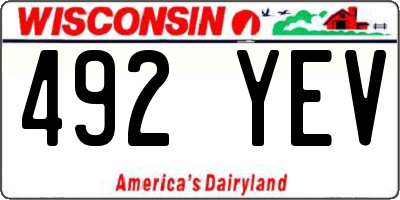WI license plate 492YEV