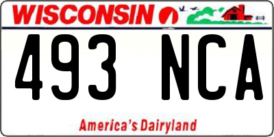 WI license plate 493NCA