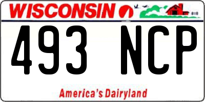 WI license plate 493NCP