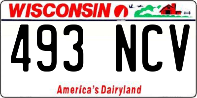 WI license plate 493NCV