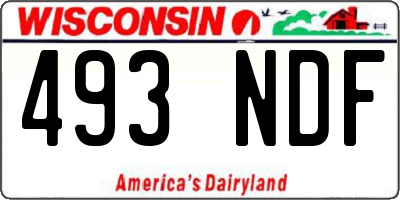 WI license plate 493NDF