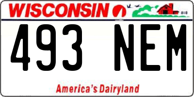 WI license plate 493NEM